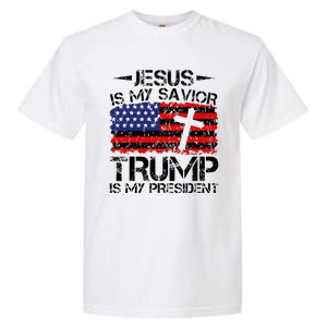 Jesus Is My Savior Trump Is My President Trump 2024 Garment-Dyed Heavyweight T-Shirt