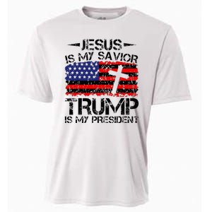 Jesus Is My Savior Trump Is My President Trump 2024 Cooling Performance Crew T-Shirt