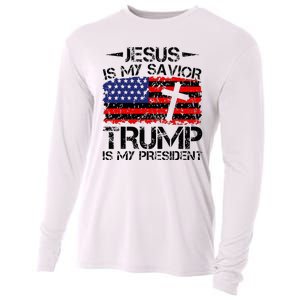 Jesus Is My Savior Trump Is My President Trump 2024 Cooling Performance Long Sleeve Crew