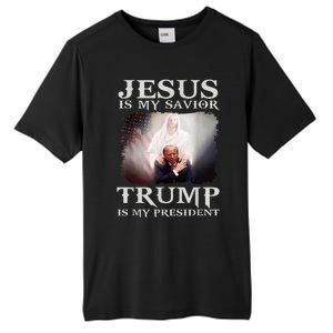 Jesus Is My Savior Trump Is My President Tall Fusion ChromaSoft Performance T-Shirt