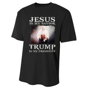 Jesus Is My Savior Trump Is My President Performance Sprint T-Shirt