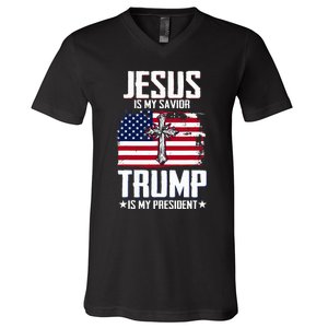 Jesus Is My Savior Trump Is My President V-Neck T-Shirt