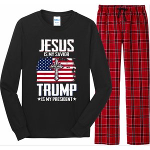 Jesus Is My Savior Trump Is My President Long Sleeve Pajama Set