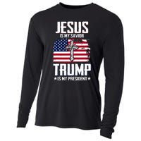 Jesus Is My Savior Trump Is My President Cooling Performance Long Sleeve Crew