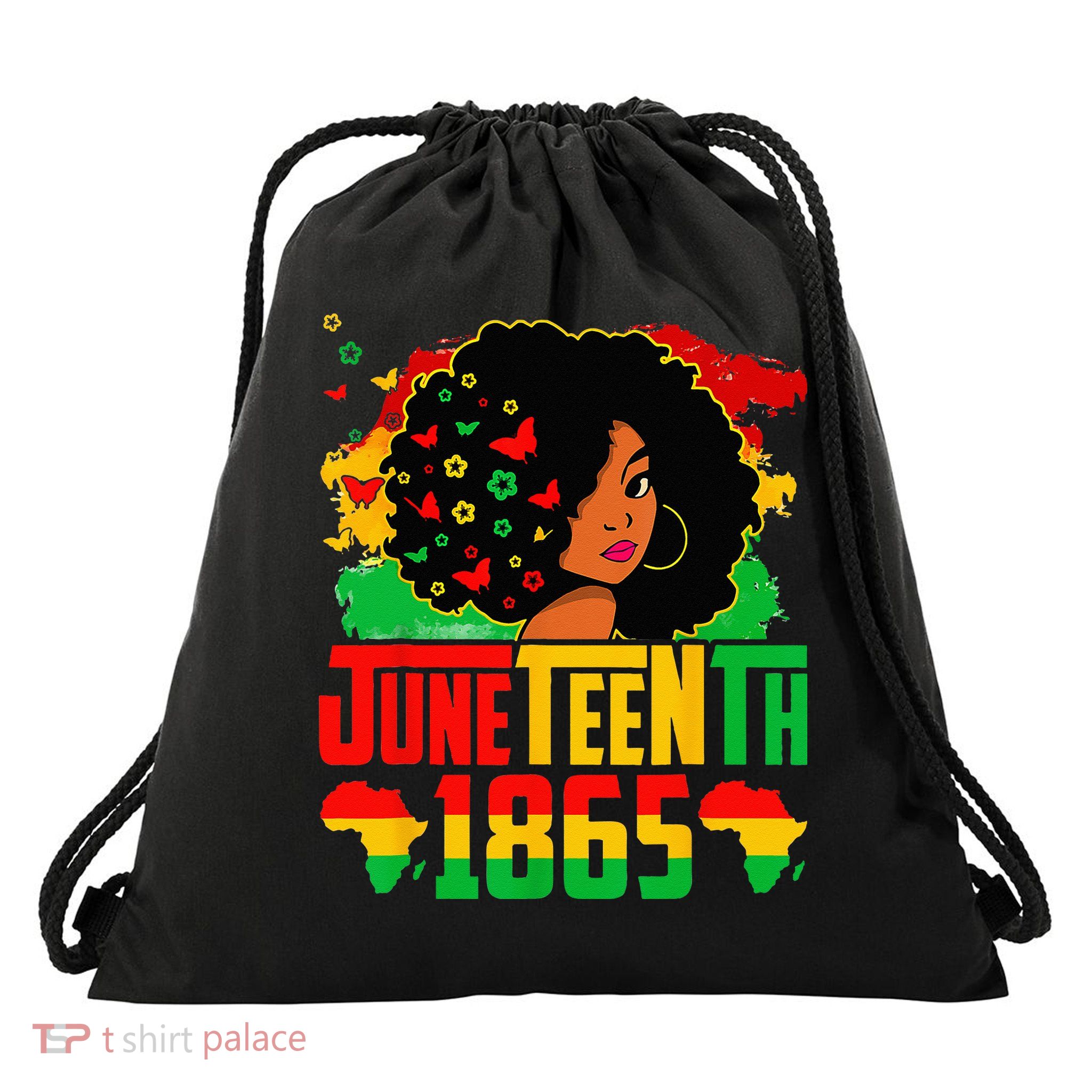 Juneteenth Is My Independence Day Afro Melanin Black Drawstring Bag