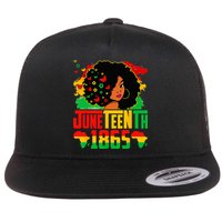 Juneteenth Is My Independence Day Afro Melanin Black Flat Bill Trucker Hat
