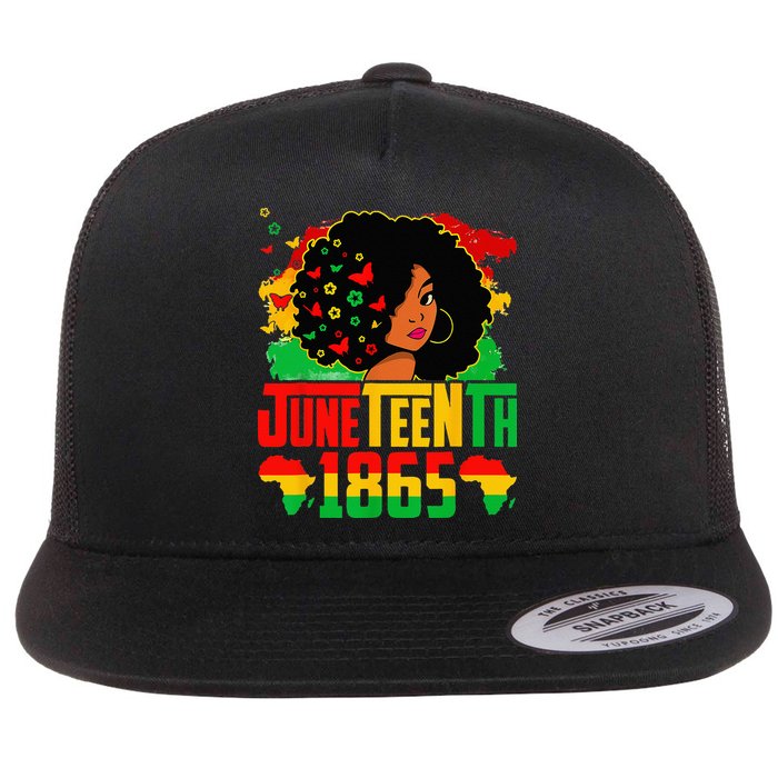 Juneteenth Is My Independence Day Afro Melanin Black Flat Bill Trucker Hat