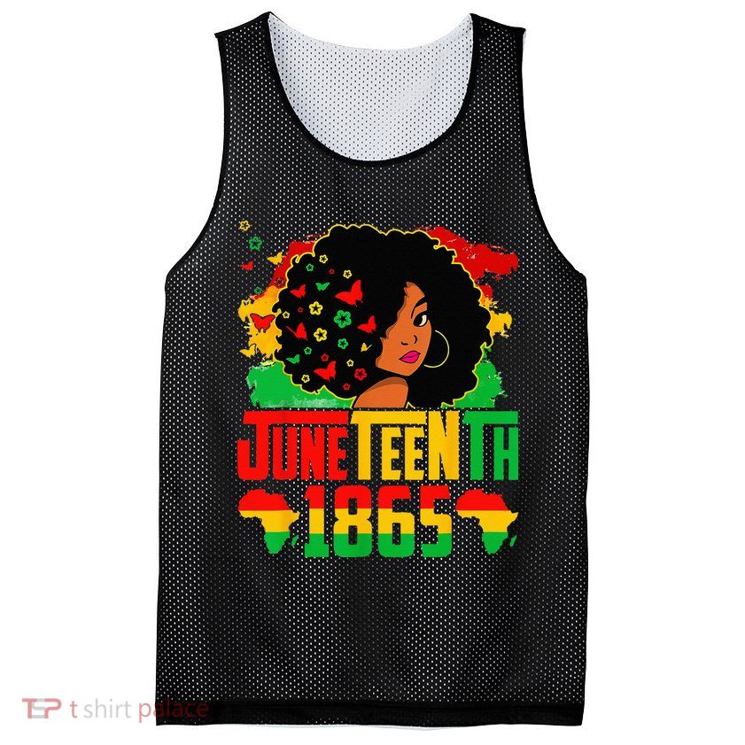 Juneteenth Is My Independence Day Afro Melanin Black Mesh Reversible Basketball Jersey Tank