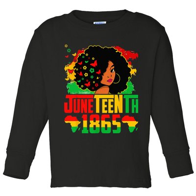 Juneteenth Is My Independence Day Afro Melanin Black Toddler Long Sleeve Shirt