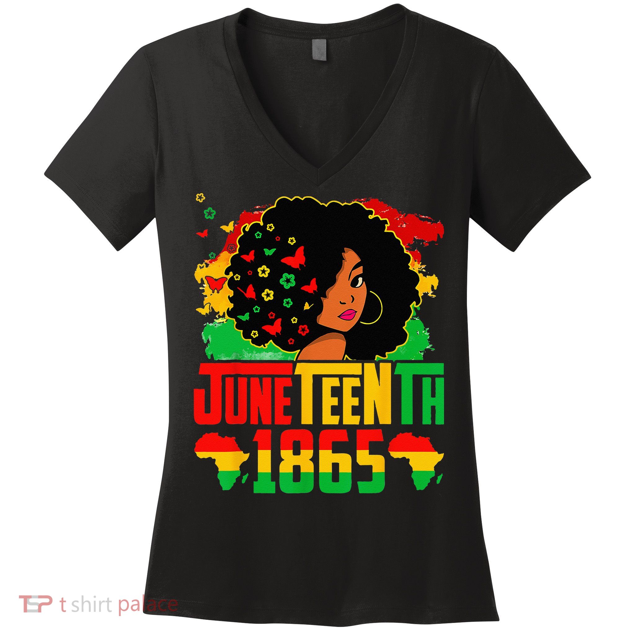 Juneteenth Is My Independence Day Afro Melanin Black Women's V-Neck T-Shirt