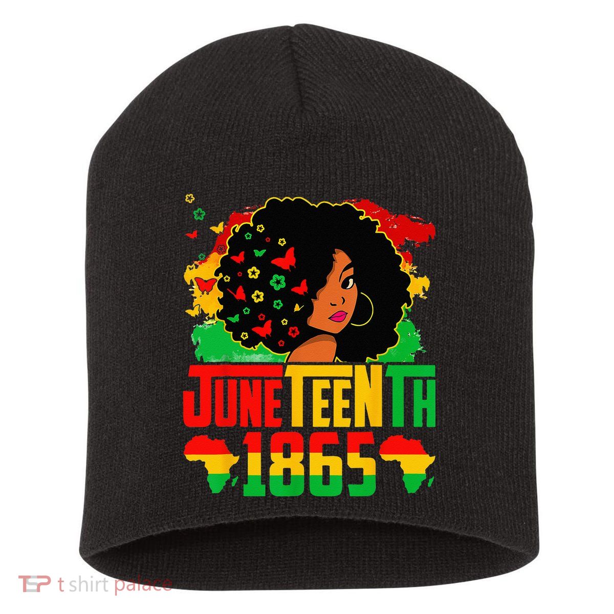 Juneteenth Is My Independence Day Afro Melanin Black Short Acrylic Beanie
