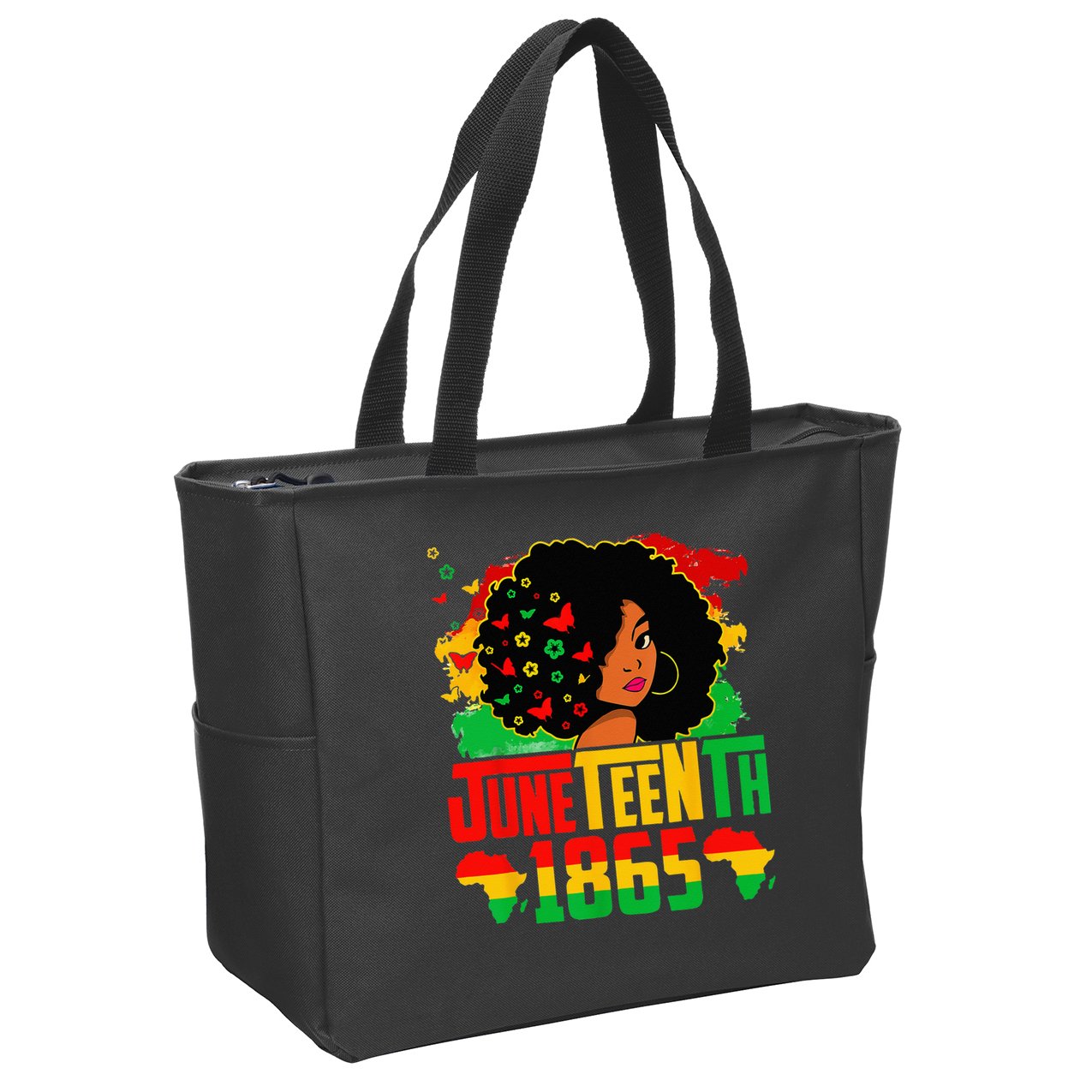 Juneteenth Is My Independence Day Afro Melanin Black Zip Tote Bag