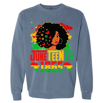 Juneteenth Is My Independence Day Afro Melanin Black Garment-Dyed Sweatshirt