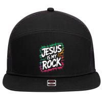 Jesus Is My Rock Biblical Christian Faith 7 Panel Mesh Trucker Snapback Hat