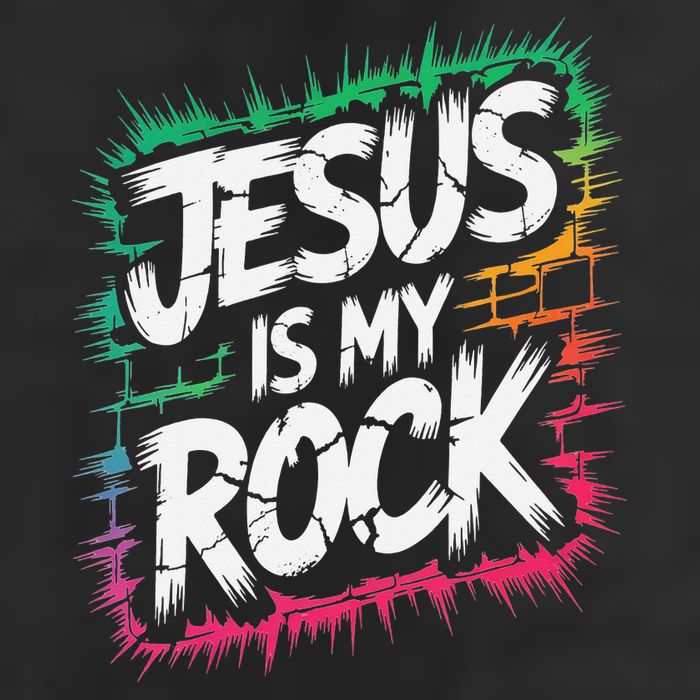 Jesus Is My Rock Biblical Christian Faith 7 Panel Mesh Trucker Snapback Hat