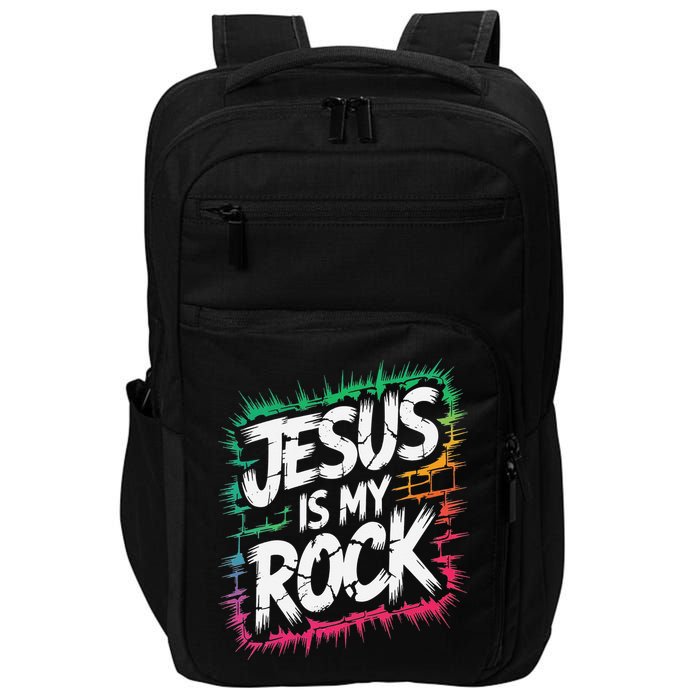 Jesus Is My Rock Biblical Christian Faith Impact Tech Backpack