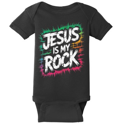Jesus Is My Rock Biblical Christian Faith Baby Bodysuit