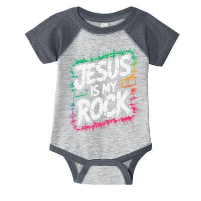 Jesus Is My Rock Biblical Christian Faith Infant Baby Jersey Bodysuit