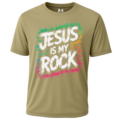 Jesus Is My Rock Biblical Christian Faith Cooling Performance Crew T-Shirt