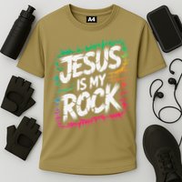 Jesus Is My Rock Biblical Christian Faith Cooling Performance Crew T-Shirt