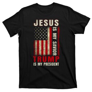 Jesus Is My Savior Trump Is My President USA Flag T-Shirt