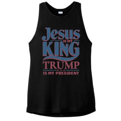 Jesus Is My King Trump Is My President Gift Ladies PosiCharge Tri-Blend Wicking Tank