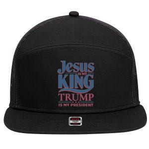 Jesus Is My King Trump Is My President Gift 7 Panel Mesh Trucker Snapback Hat