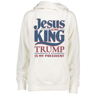 Jesus Is My King Trump Is My President Gift Womens Funnel Neck Pullover Hood