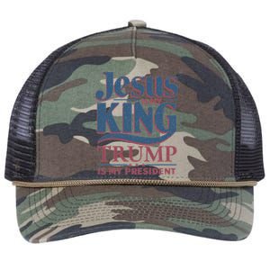 Jesus Is My King Trump Is My President Gift Retro Rope Trucker Hat Cap