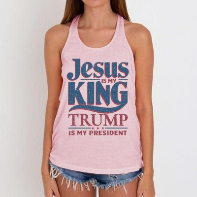 Jesus Is My King Trump Is My President Gift Women's Knotted Racerback Tank