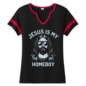 Jesus Is My Homeboy Funny Christian Ladies Halftime Notch Neck Tee