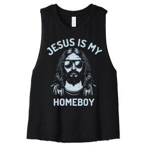 Jesus Is My Homeboy Funny Christian Women's Racerback Cropped Tank