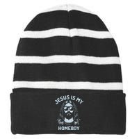 Jesus Is My Homeboy Funny Christian Striped Beanie with Solid Band