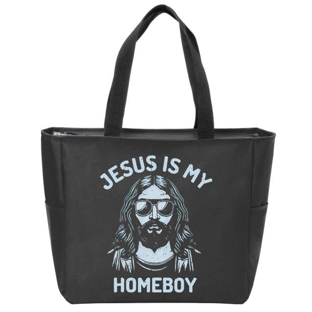 Jesus Is My Homeboy Funny Christian Zip Tote Bag