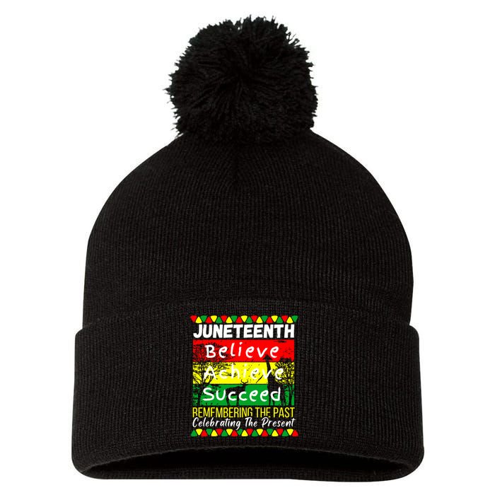 Juneteenth Is My Independence Day Black Pride Melanin Pom Pom 12in Knit Beanie