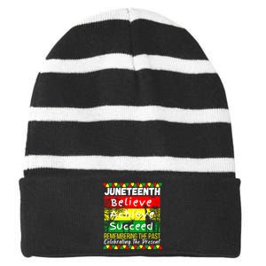 Juneteenth Is My Independence Day Black Pride Melanin Striped Beanie with Solid Band