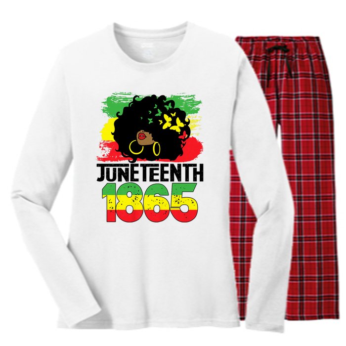 Juneteenth Is My Independence Day Black Women Freedom 1865 Women's Long Sleeve Flannel Pajama Set 