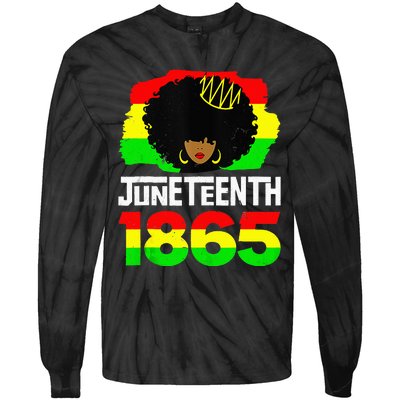 Juneteenth Is My Independence Day Afro Melanin Black Queen Tie-Dye Long Sleeve Shirt