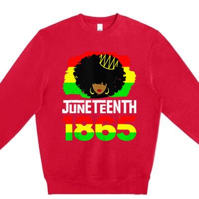 Juneteenth Is My Independence Day Afro Melanin Black Queen Premium Crewneck Sweatshirt