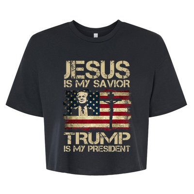 Jesus Is My Savior Trump Is My President Trump 2024 Usa Flag Bella+Canvas Jersey Crop Tee