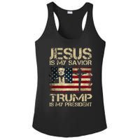 Jesus Is My Savior Trump Is My President Trump 2024 Usa Flag Ladies PosiCharge Competitor Racerback Tank