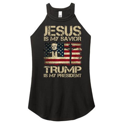 Jesus Is My Savior Trump Is My President Trump 2024 Usa Flag Women's Perfect Tri Rocker Tank