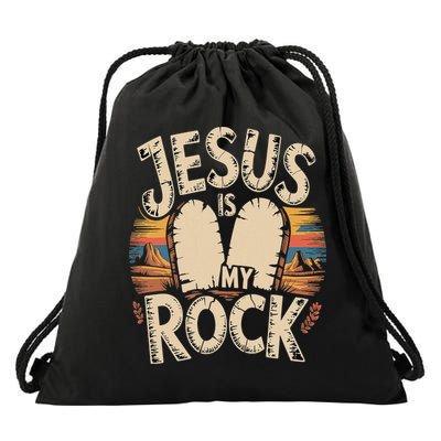 Jesus Is My Rock Biblical Faith Drawstring Bag
