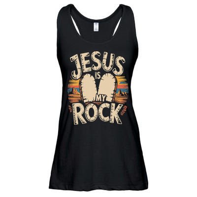 Jesus Is My Rock Biblical Faith Ladies Essential Flowy Tank