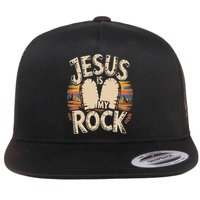 Jesus Is My Rock Biblical Faith Flat Bill Trucker Hat