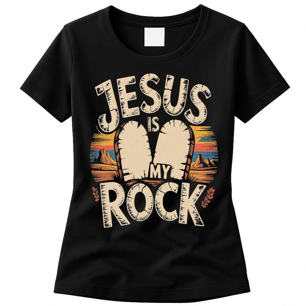 Jesus Is My Rock Biblical Faith Womens T-Shirt