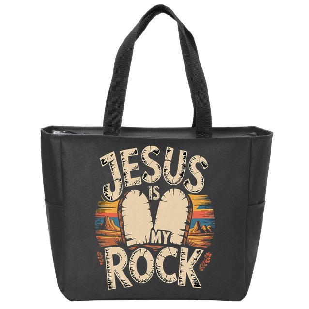 Jesus Is My Rock Biblical Faith Zip Tote Bag