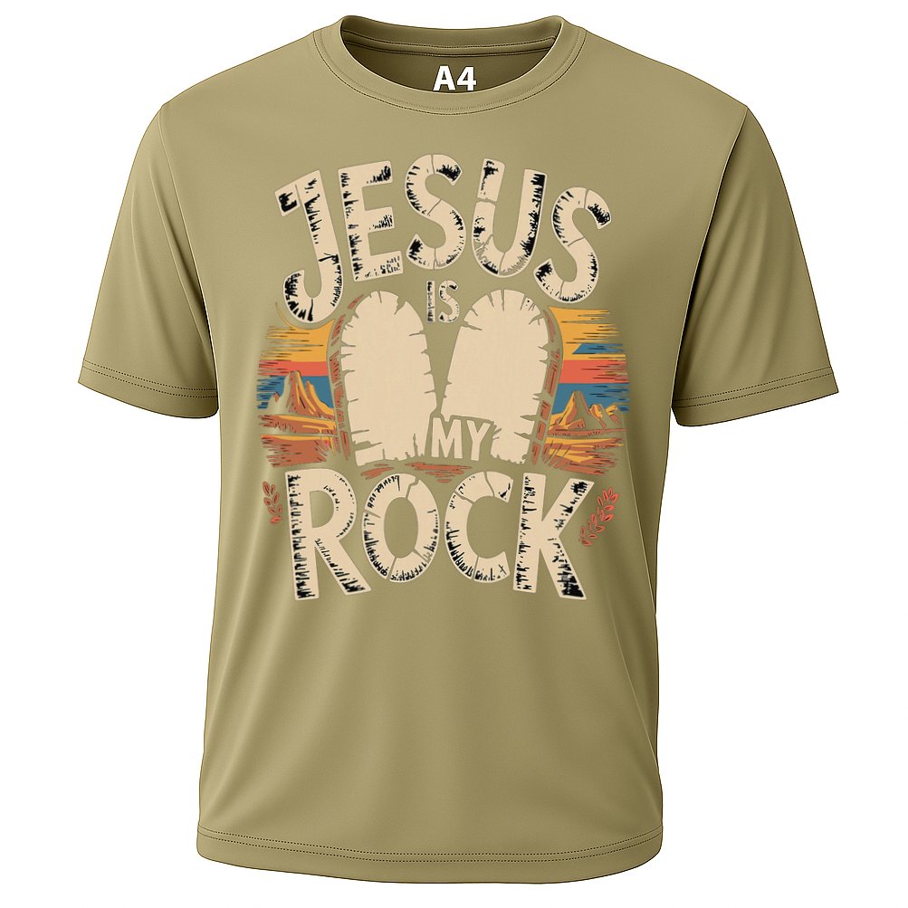Jesus Is My Rock Biblical Faith Cooling Performance Crew T-Shirt