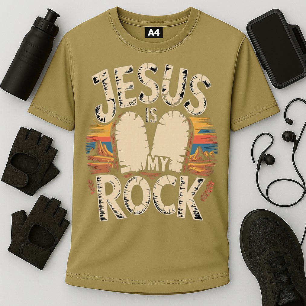 Jesus Is My Rock Biblical Faith Cooling Performance Crew T-Shirt