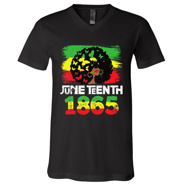 Juneteenth Is My Independence Day Black  Black Pride V-Neck T-Shirt